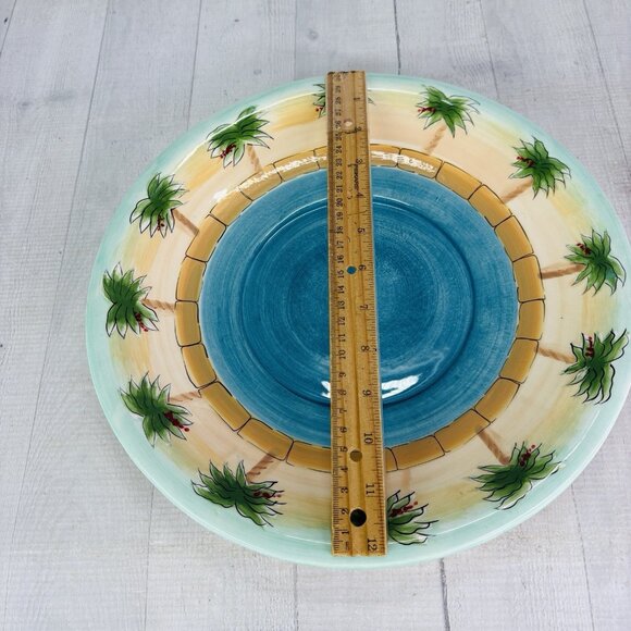 Anne Ormsby Baum Bros Imports TROPICAL PALM Pool Ceramic 12.5" Serving Platter - Picture 5 of 12